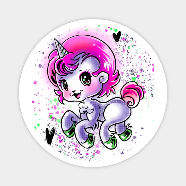 Unico The Baby Unicorn Kawaii Anime Magnet by Magenta Arts